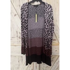 JOSEPH A. Cardigan Women Leopard Dip Dye Animal Blush Size‎ Large NWT